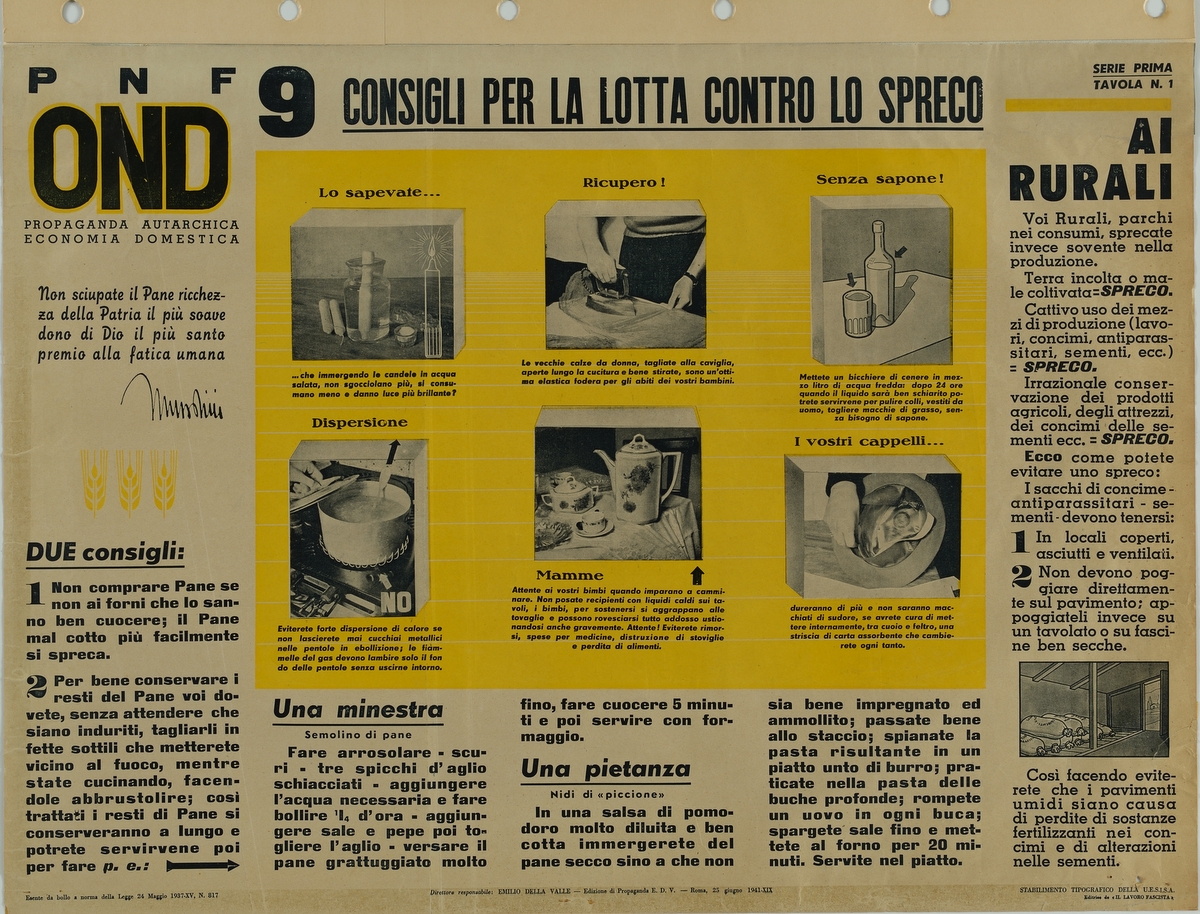 italia 1941 consigli spreco